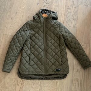 Olive Green Lands End Quilted Jacket Size XS